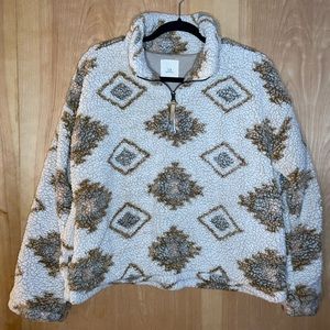 Thread & Supply Patterned Fuzzy 1/4 Zip - Size Medium